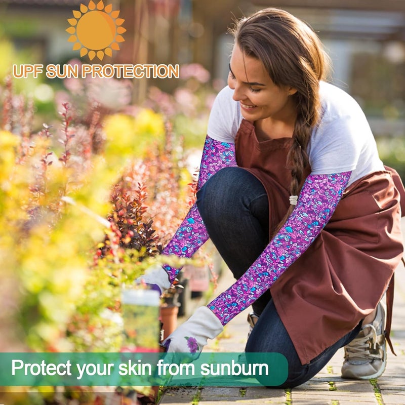 Mukum 4 Pairs Gardening Sleeves Anti-Slip Arm Protection with Thumb Hole Sun Sleeve Cooling Arm Sleeves for Women Men Outdoor - Image 5